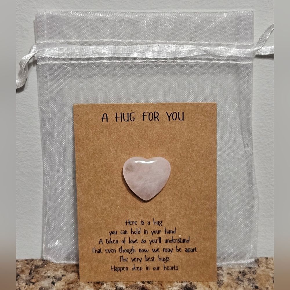 2 Pack- Pocket Hug Keepsake Pink Heart Shape Natural Stone & Encouraging Card - Picture 2 of 8